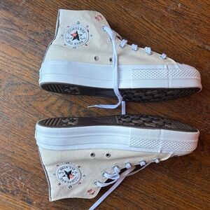 Converse Women's Platform High Top Sneakers - Floral Cream